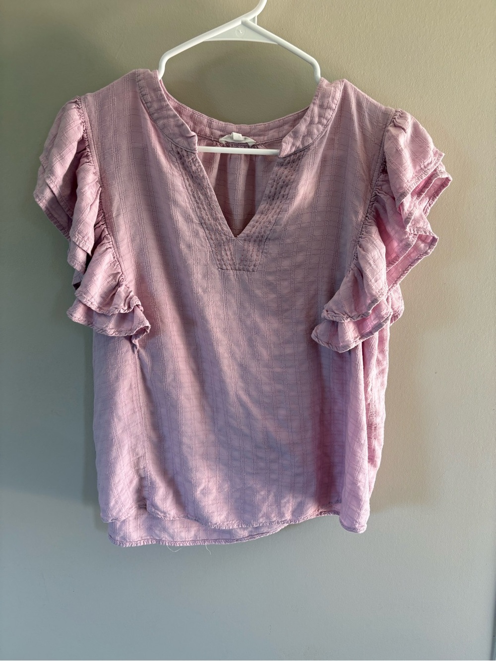 Maurices Soft Pink Ruffle Sleeve Blouse